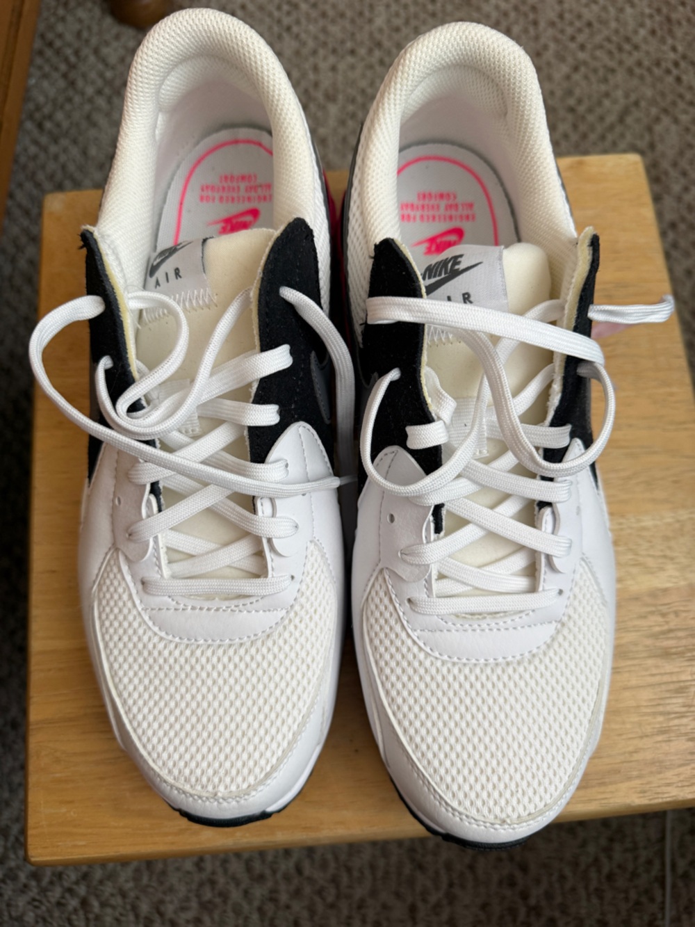 Nike White Black Sneakers with Pink Accents